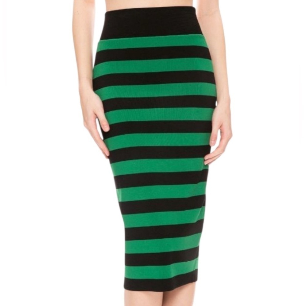 Veronica Beard Sz L Heavy Elastic Viscose Pull On Midi Pencil Skirt